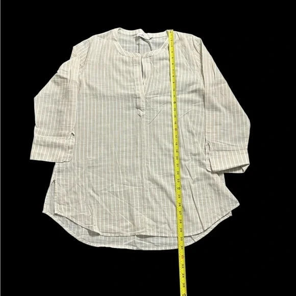 Vineyard Vines Tan White Striped V-Neck 3/4
Sleeve Casual Breezy Blouse size M - Picture 7 of 9